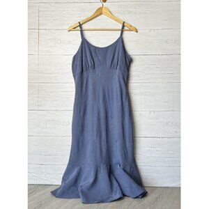 Milson by Ky's Dress Womens Size Large Periwinkle Gray Palm Print 100% Silk